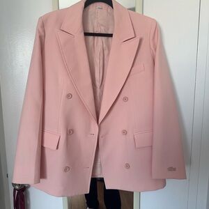 Lacoste Oversized Runway Pink Double Breasted Blazer